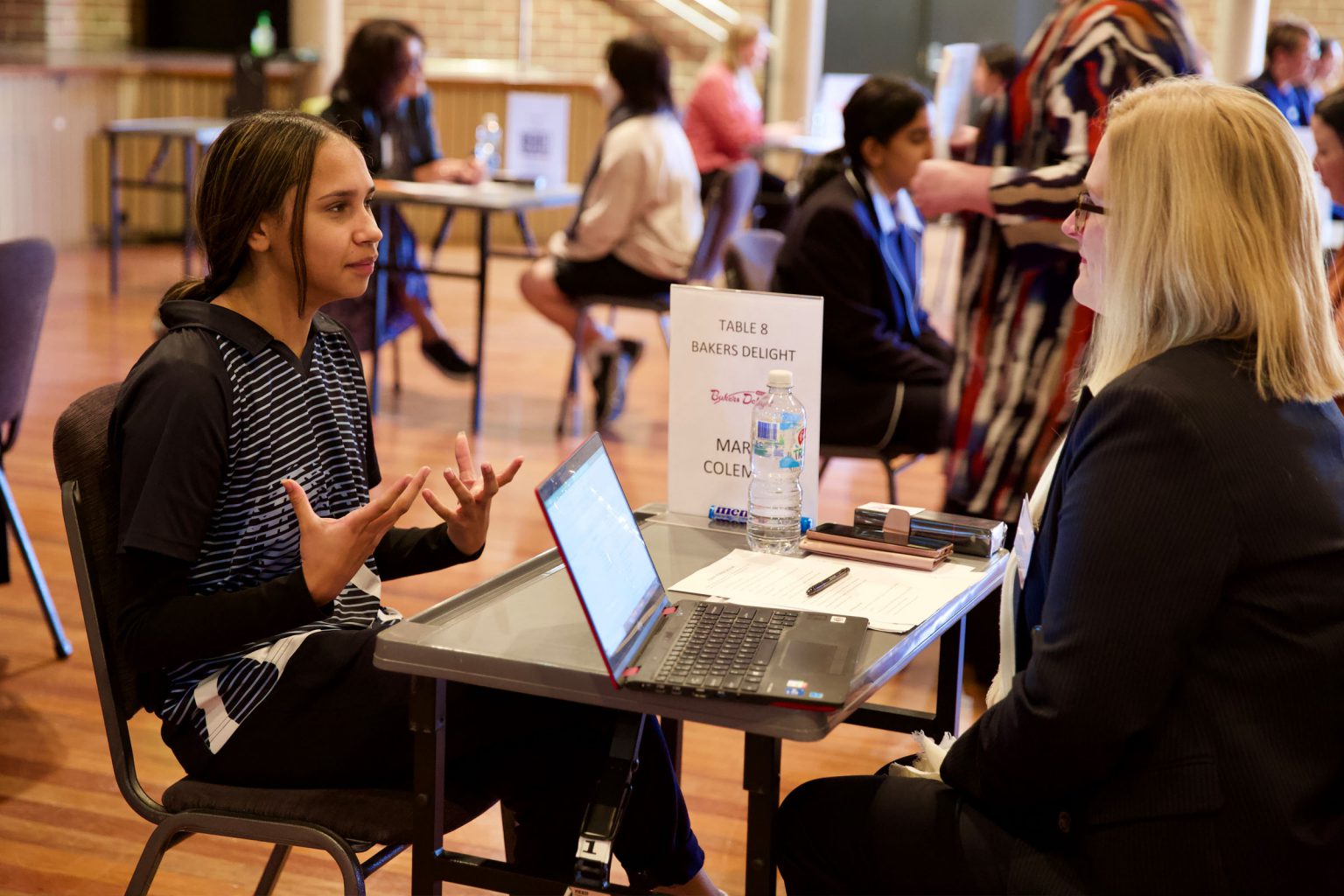 As part of the World of Work Program, students participate in mock job interviews to help prepare them for future employment.