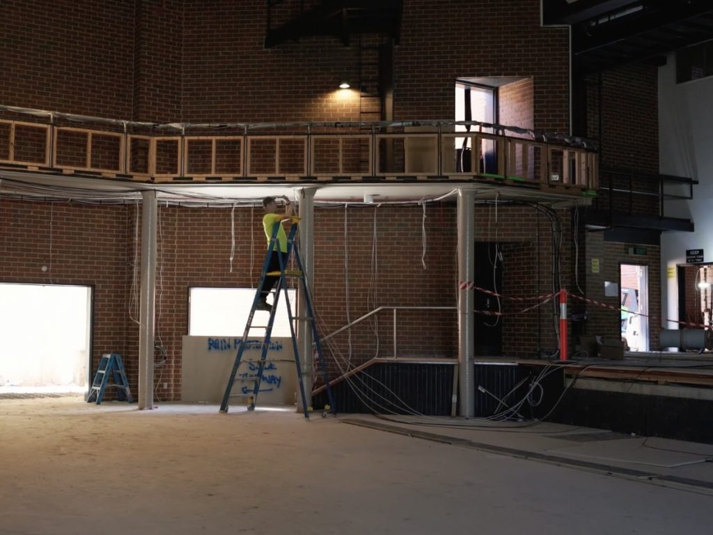 Electrical rough-in inside the auditorium